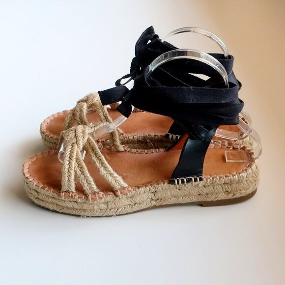 Madewell The Gwen Flat Platform Espadrille Ankle Tie Lace Up Jute Sandals 7.5 - Picture 11 of 16